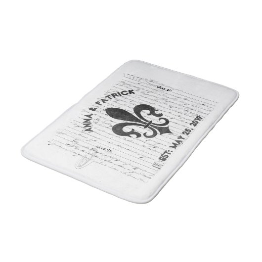  Franse Ephemera B & W Fleur De Lis Custom Badmat (Gekanteld)