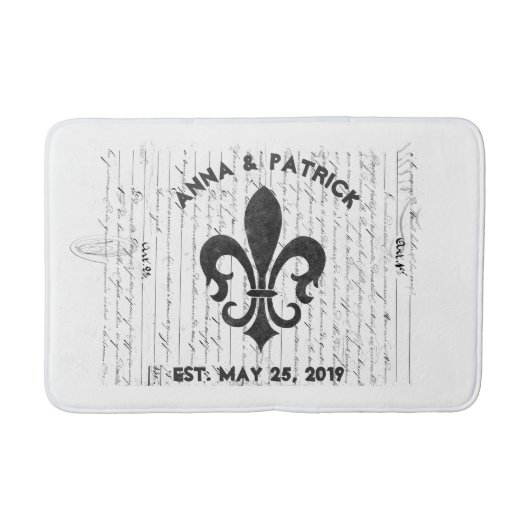  Franse Ephemera B & W Fleur De Lis Custom Badmat (Voorkant)