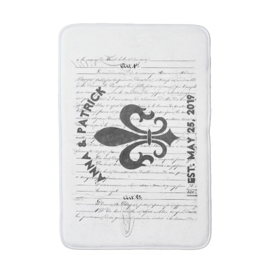  Franse Ephemera B & W Fleur De Lis Custom Badmat (Voorkant Verticaal)