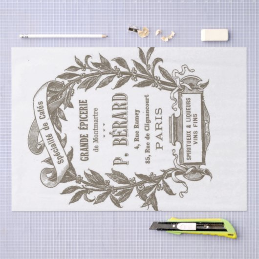 Franse Ephemera Épicerie Markt Keuken Decoupage Tissuepapier (Craft)