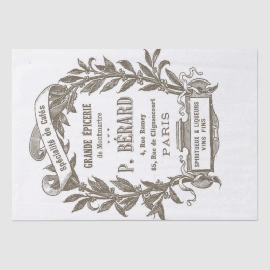 Franse Ephemera Épicerie Markt Keuken Decoupage Tissuepapier (Voorkant)