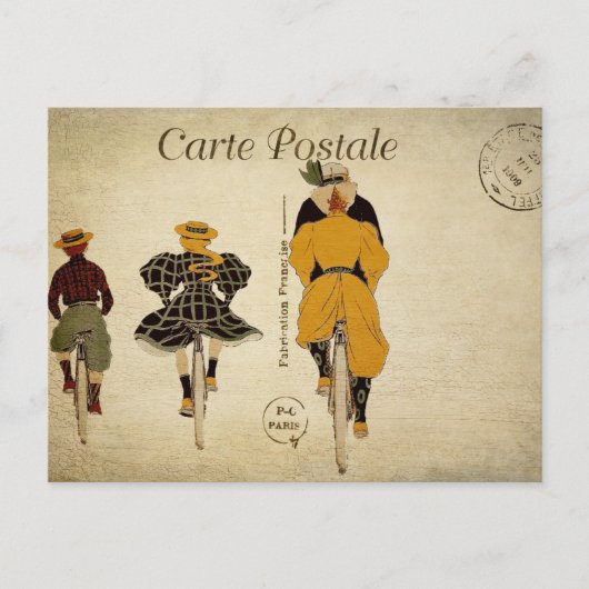  Franse Ephemera familie samen fietsen Briefkaart (Voorkant)