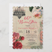  Franse Ephemera Floral 60th Birthday Party Kaart (Voorkant)