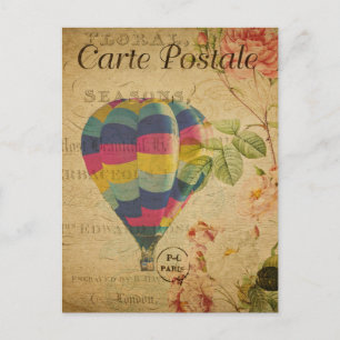  Franse Ephemera Hot Air Ballon Floral Pos Briefkaart