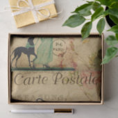 Franse Ephemera Lady Whippet Dog Floral-ontkoppeli Tissuepapier (Geschenk)