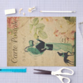 Franse Ephemera Lady Whippet Dog Floral-ontkoppeli Tissuepapier (Craft)