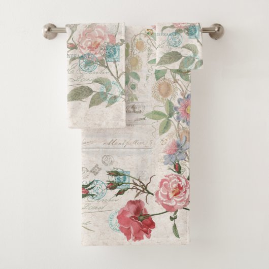 Franse Ephemera Passionflower Roos Bath Bad Handdoek (Insitu)