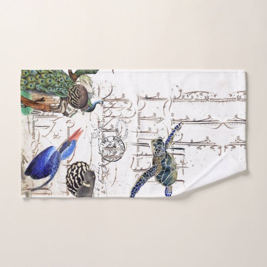Franse Ephemera Peacock Turtle Kingfisher Birds Bad Handdoek (Handdoek)