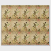 Franse esphemera Frog Riding Bicycle Cadeaupapier (Vlak)