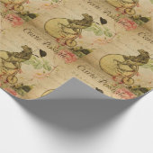 Franse esphemera Frog Riding Bicycle Cadeaupapier (Hoek)