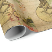 Franse esphemera Frog Riding Bicycle Cadeaupapier (Rol Hoek)