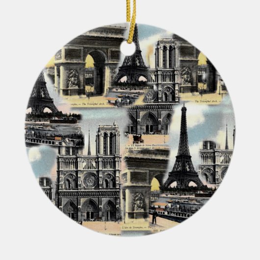 -Franse estuel voor treincollage voor Parijs Keramisch Ornament (Voorkant)