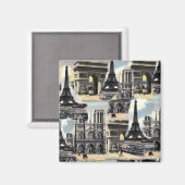 -Franse estuel voor treincollage voor Parijs Magneet (Voorkant / Achterkant)