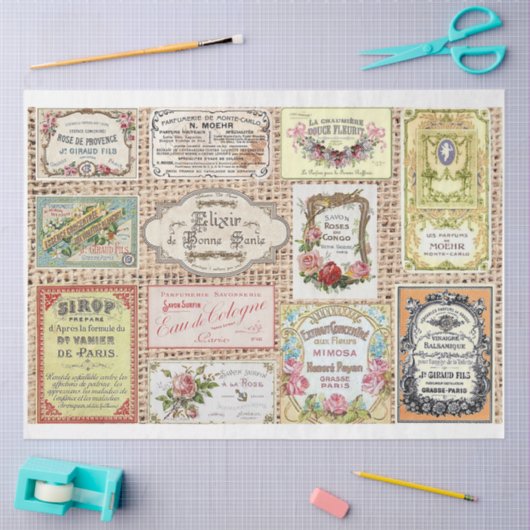 Franse etiketten tissuepapier (Craft)