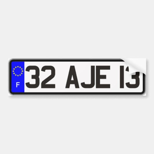 Franse Euro License Bord White Bumpersticker (Voorkant)
