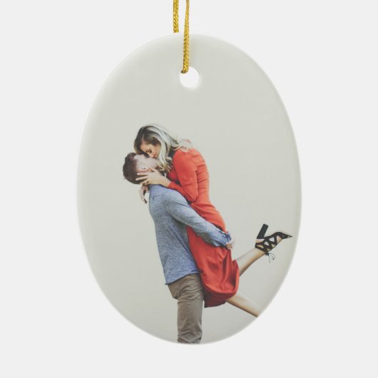  Franse familie Crest Red Grain Sack Stripe Keramisch Ornament (Achterkant)