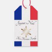 Franse familienaam Joyeux Noël Vlag en Sneeuwvlok Cadeaulabel (Achterkant)