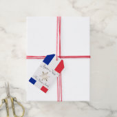 Franse familienaam Joyeux Noël Vlag en Sneeuwvlok Cadeaulabel (Met Touw)