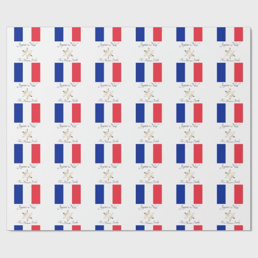 Franse familienaam Joyeux Noël Vlag en Sneeuwvlok Cadeaupapier (Vlak)