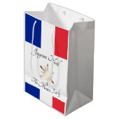 Franse familienaam Joyeux Noël Vlag en Sneeuwvlok Medium Cadeauzakje (Voorkant Gekanteld)