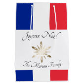 Franse familienaam Joyeux Noël Vlag en Sneeuwvlok Medium Cadeauzakje (Achterkant)