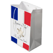 Franse familienaam Joyeux Noël Vlag en Sneeuwvlok Medium Cadeauzakje (Achterkant Gekanteld)