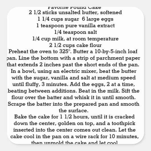 Franse favoriete Pound Cake stickers (Voorkant)