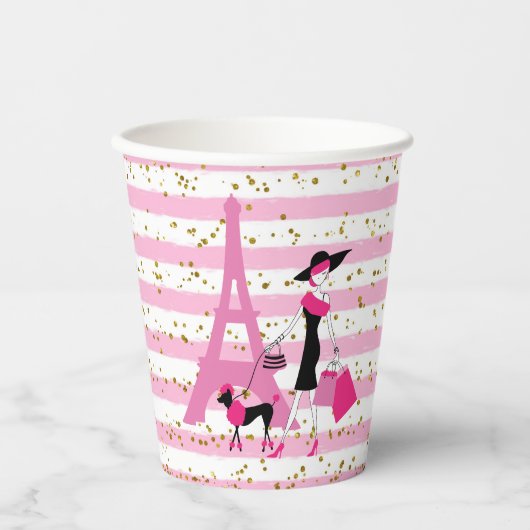 Franse feestversieringen | Papierkop Papieren Bekers (Voorkant)