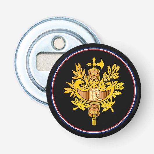 Franse Flag Bottle Opener, Frankrijk Emblem / Part Button Flesopener (Voorkant)