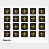 Franse Fleur De Lis Goud en Zwart Vierkante Sticker (Vel)