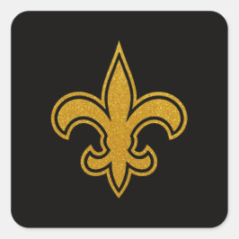 Franse Fleur De Lis Goud en Zwart Vierkante Sticker