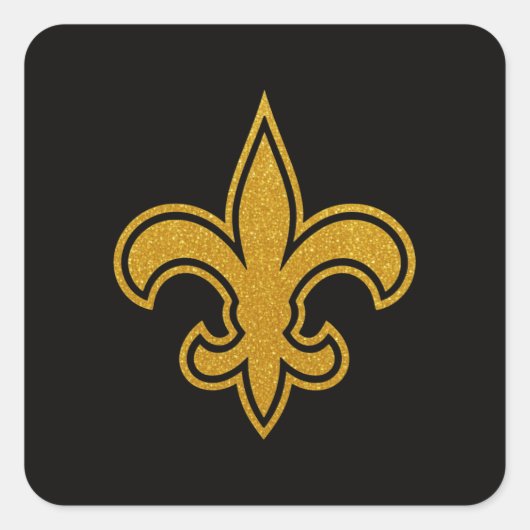 Franse Fleur De Lis Goud en Zwart Vierkante Sticker (Voorkant)