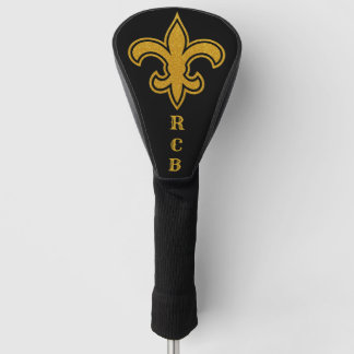 Franse Fleur De Lis-initiaal goud en zwart Driver Golfheadcover