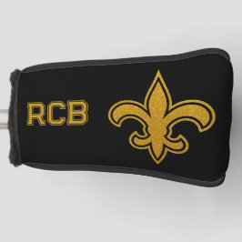 Franse Fleur De Lis-initiaal goud en zwart Putter Golfheadcover