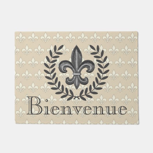 Franse Fleur DE Lis & Laurels Bienvenue Deurmat (Voorkant)