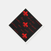 Franse "Fleur De Lis Red" en "Black Napkin" Servet (Hoek)