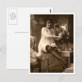 Franse Flirt -  Pinup Briefkaart (Voorkant / Achterkant)