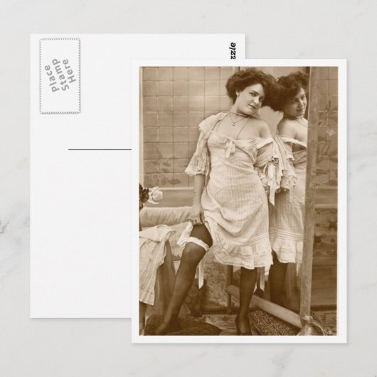 Franse Flirt -  Pinup Briefkaart (Voorkant / Achterkant)