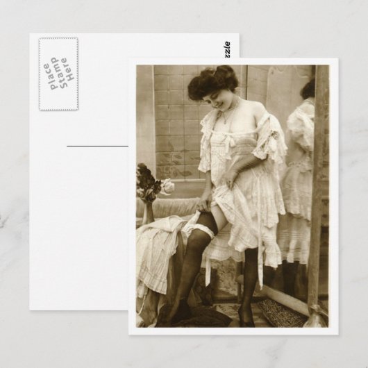 Franse Flirt -  Pinup Briefkaart (Voorkant / Achterkant)