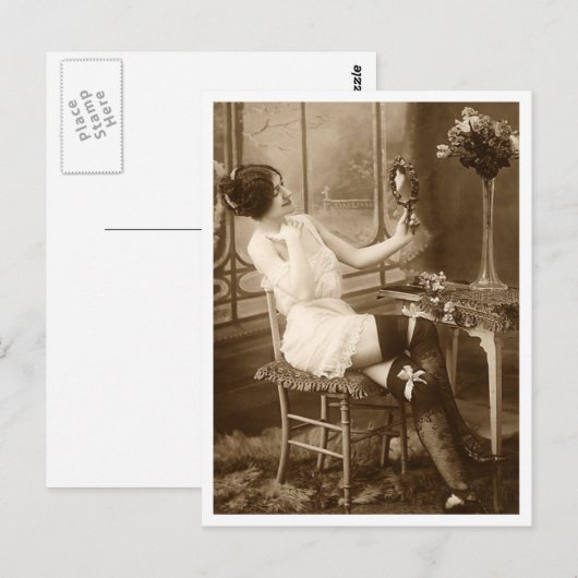 Franse Flirt -  Pinup Briefkaart (Voorkant / Achterkant)
