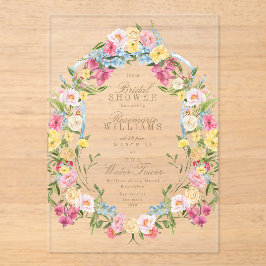  Franse floral crest cream vrijgezellenfeest Acryl Uitnodigingen