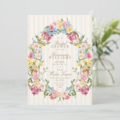  Franse floral crest cream vrijgezellenfeest Kaart (Staand voorkant)