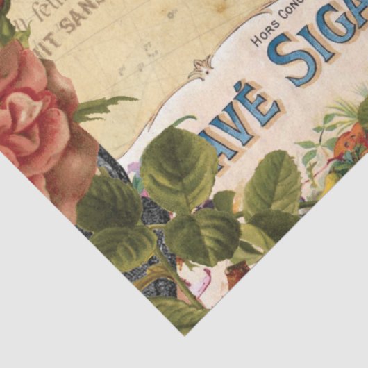 Franse Floral Eiffel Tower Ephemera ontkoppeling T Tissuepapier (Detail)