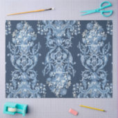 Franse Floral Elegant  Blue White ontlepage Tissuepapier (Craft)