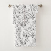 -Franse Floral Fantasy Toile-Black Bad Handdoek (Insitu)