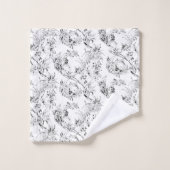 -Franse Floral Fantasy Toile-Black Bad Handdoek (Wasdoekje)