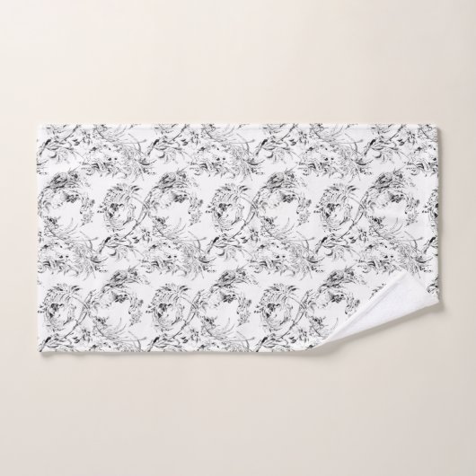 -Franse Floral Fantasy Toile-Black Bad Handdoek (Handdoek)