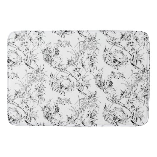 -Franse Floral Fantasy Toile-Black Badmat (Voorkant)