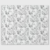 -Franse Floral Fantasy Toile-Black Cadeaupapier (Vlak)
