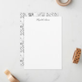 -Franse Floral Fantasy Toile-Black Notitiekaartje (Voorkant / Achterkant in situ)